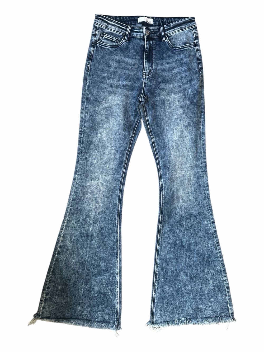 Vervet by Flying Monkey Acid Wash High-Rise wide leg Jeans Raw Frayed Hem 30 - Picture 2 of 7